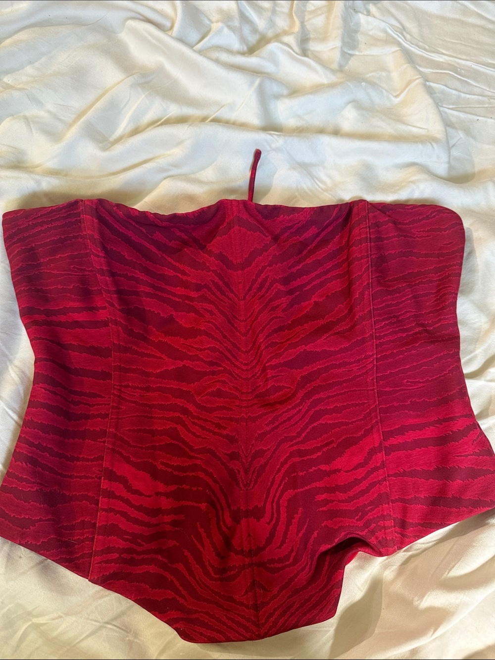 White Fox Boutique Red Zebra-Print Strapless Bustier Bodysuit